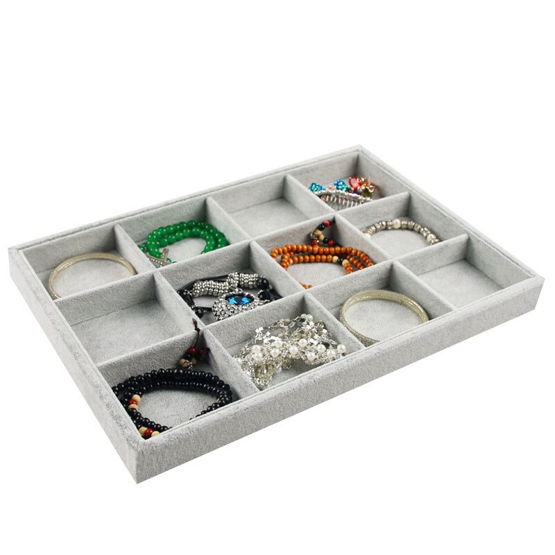 Fløyels smykkeskuff arrangør ring øredobber etui armbånd halskjede anheng oppbevaringsbrett smykker lagringsorgan