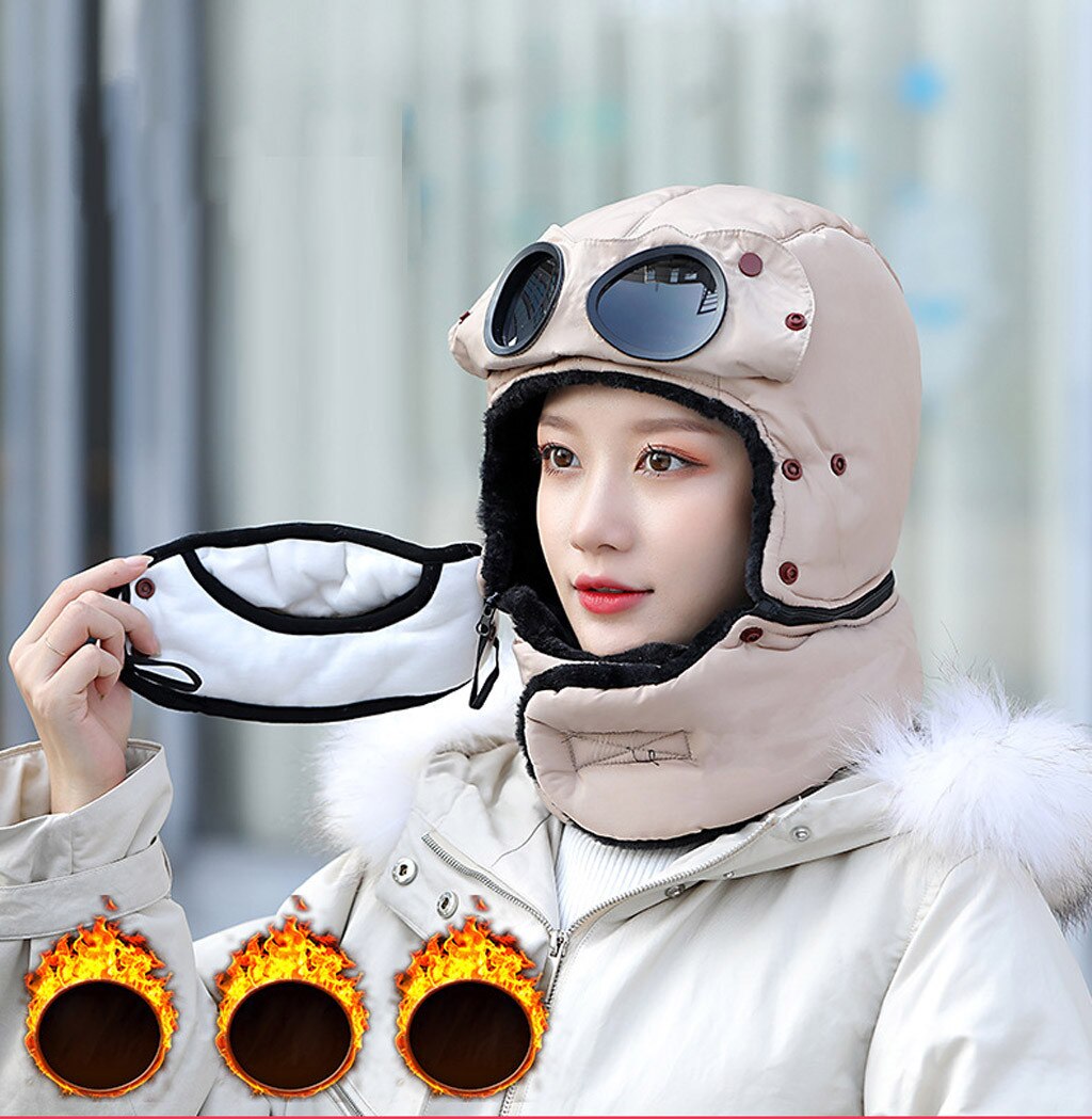Winter Balaclava Beanie Hat Female For Women Men Face Mask Bonnet Windproof Thick Warm Snow Ski Winter Hat Cap Earflap#g30