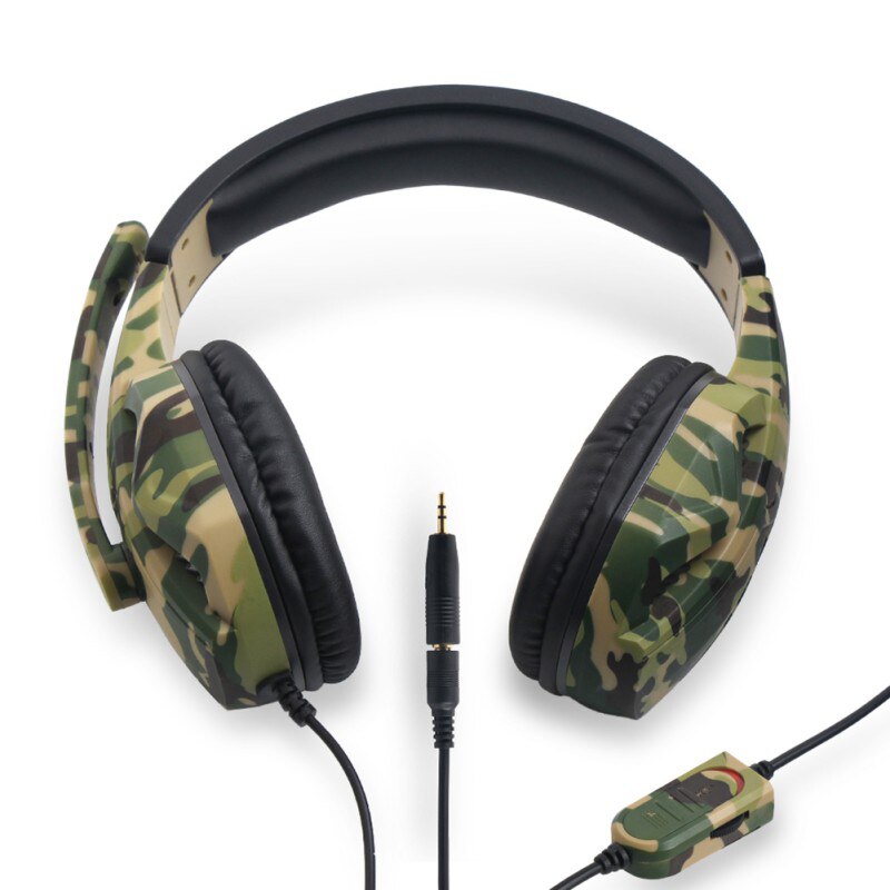 Auriculares profesionales de camuflaje para Gaming, auriculares montados estéreo para ordenador, para PS4, PS3, Xbox Switch, 3,5mm