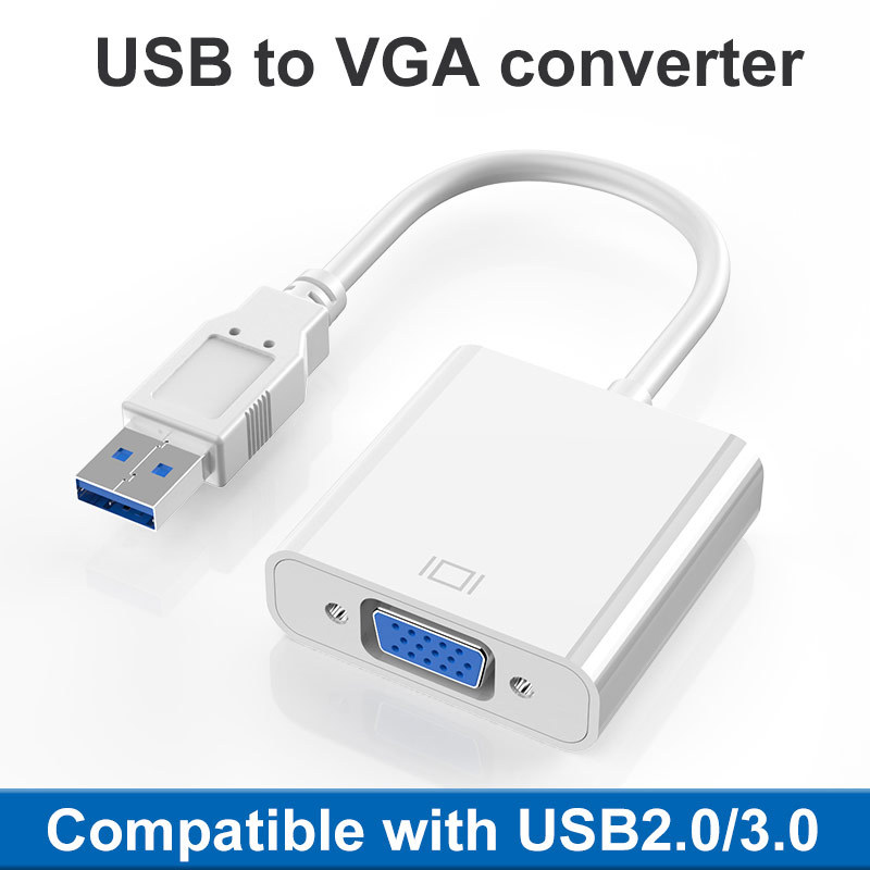 Alfavoce USB to VGA Adapter 1080P Converter External Video Card Multi-display for Laptop PC Monitor Projector Win 7/8