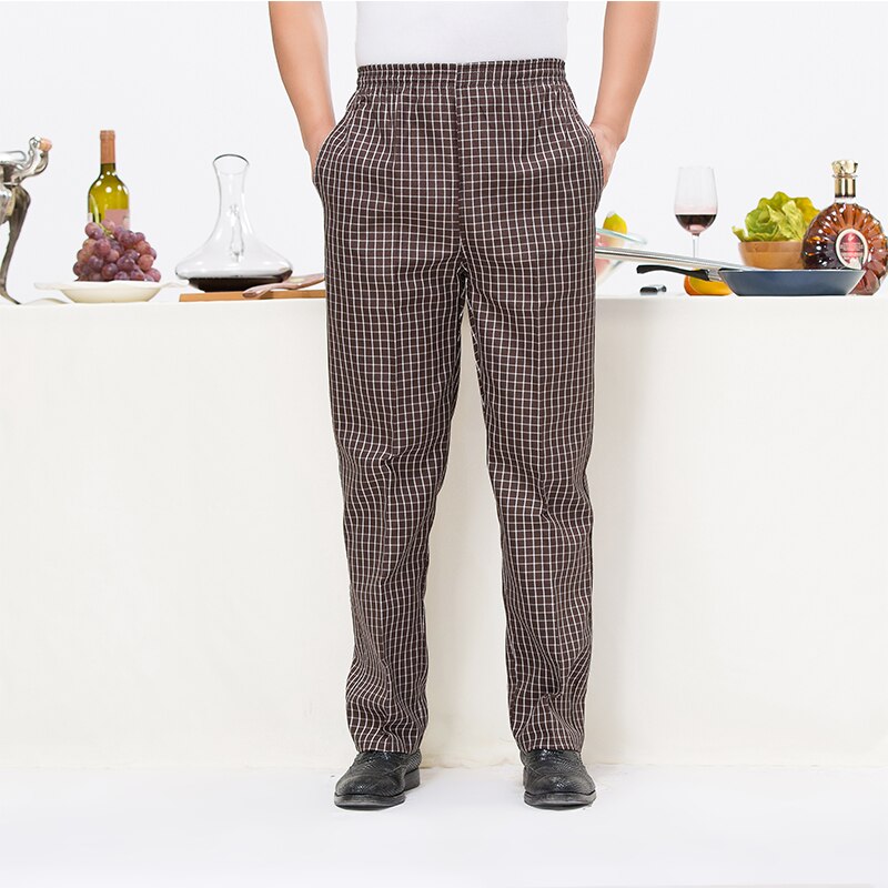 mannen Casual Plaid Elastische Riem Broek Hotel Food Service Westerse Restaurant Chef Broek Cafe Ober Werk Broek & zakken