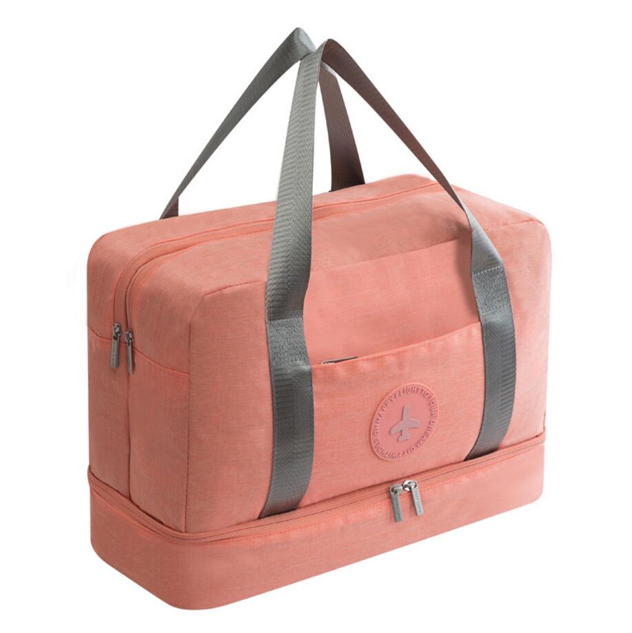 Bolsa de viaje impermeable, gran capacidad, multifuncional, separación en seco y húmedo, bolso de almacenamiento, deflector de viaje, fin de semana, cubos de embalaje: pink