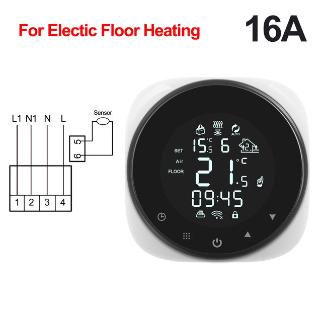 Thermostat WiFi intelligent Tuya/Smart Life, contrôleur de température pour l&#39;eau, chauffage électrique au sol, chaudière à eau et à gaz, Alexa Google Home: Electric Floor