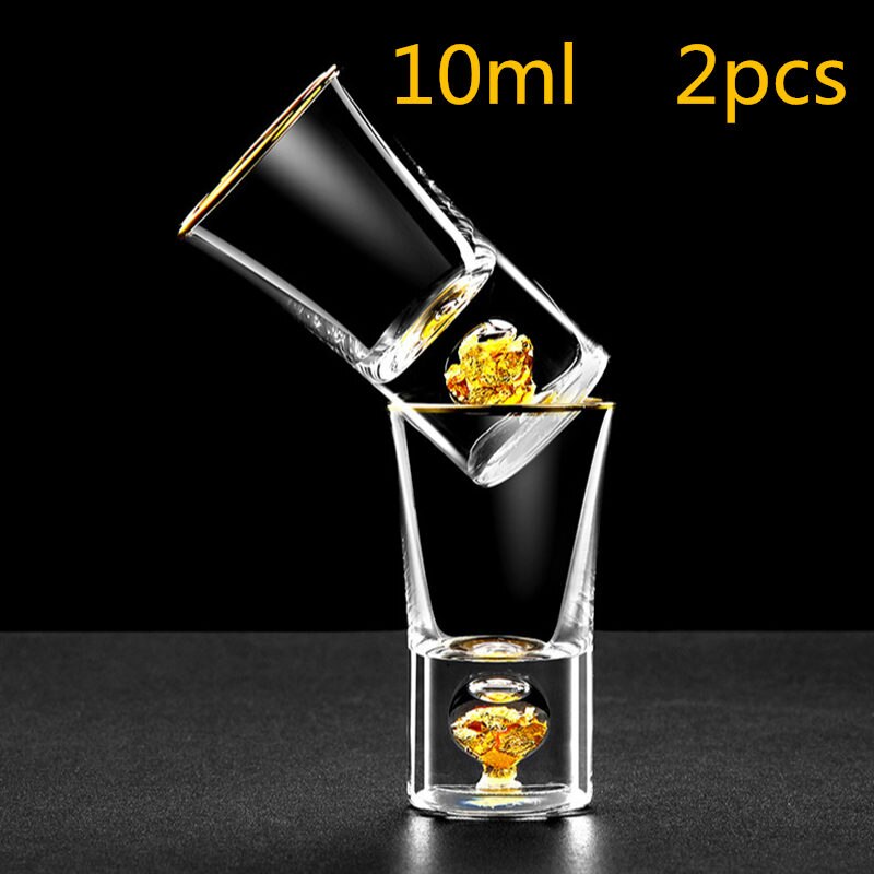 24k gullfolie krystallbrennevin brennevin glassbar høy grad gylden skyld vodka små skudd vinglass kopp vasos de cristal: 10ml 2 stk