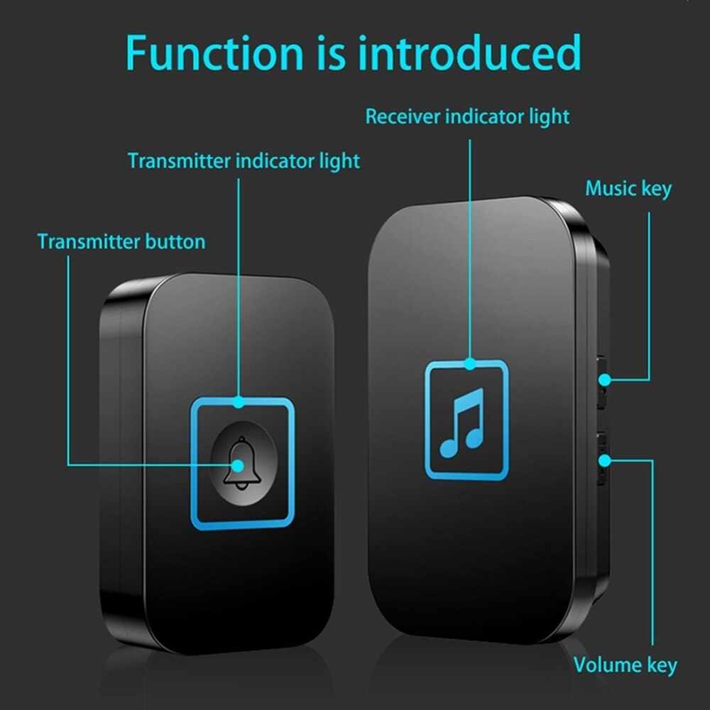 Self-Powered Waterproof Wireless DoorBell LED Light No Battery Home Cordless Door Bell 3 Plug For Choose 1 2 Button 1 2 Receiver