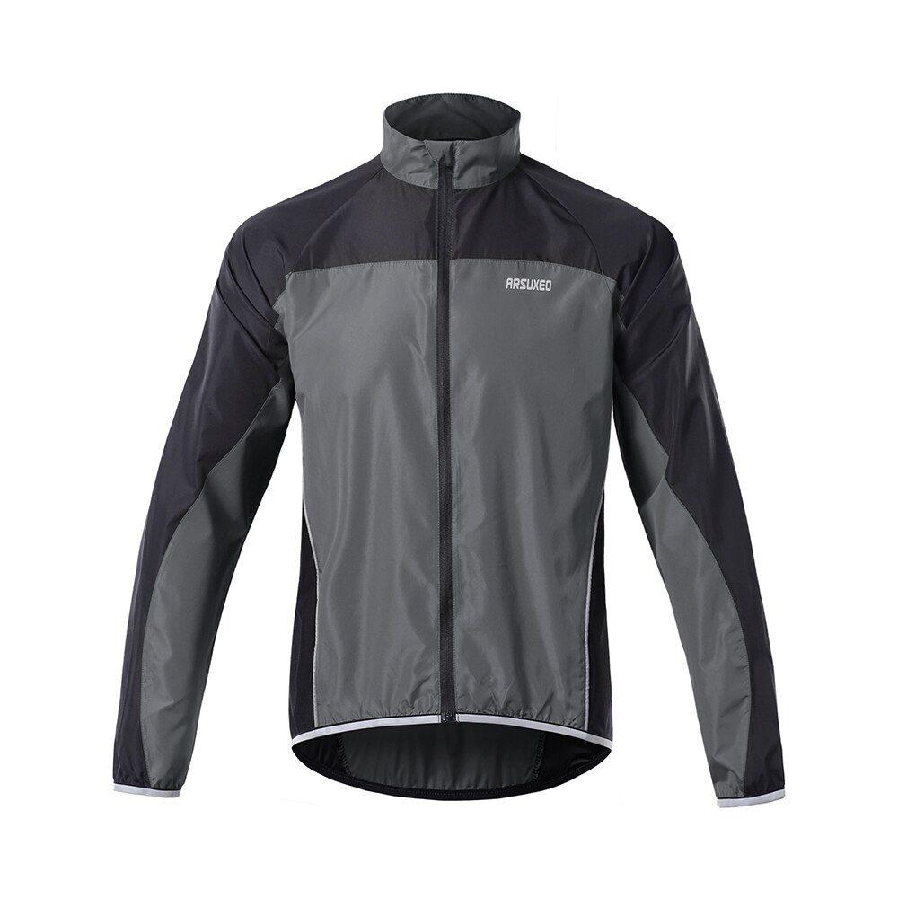 ARSUXEO Männer Winddicht Wasserdicht Reflektierende Radfahren Jacke MTB Bike Windjacke langarm Leichte Sport Kleidung: grey / M