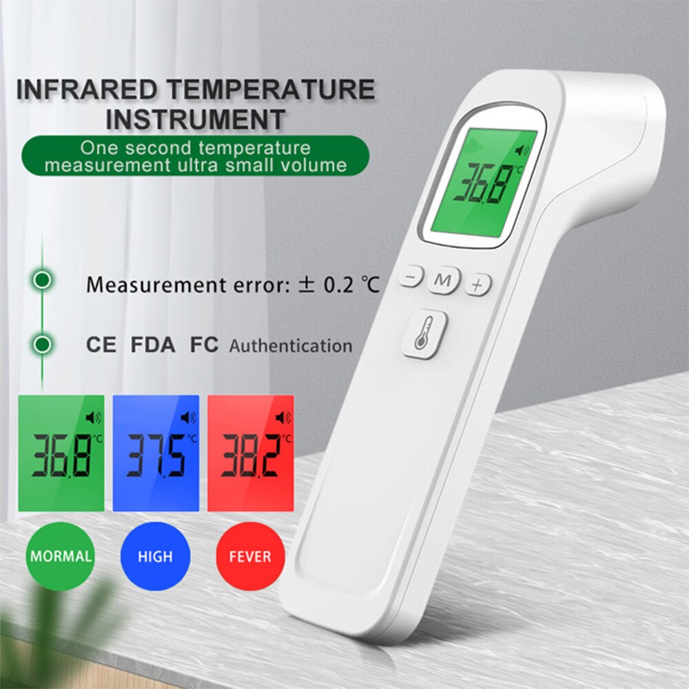 Contactloze infrarood thermometer met 3 kleuren lcd-achtergrondverlichting voor menselijke baby's en volwassenen, infrarood digitale thermometer: Ftw 01