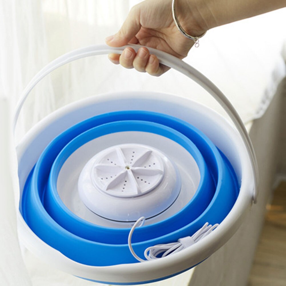 Fold-tub Mini Washing Machine Ultrasonic Cleaning Small Portable Washer USB Dormitory Mini Laundry Machine with Folding Barrel