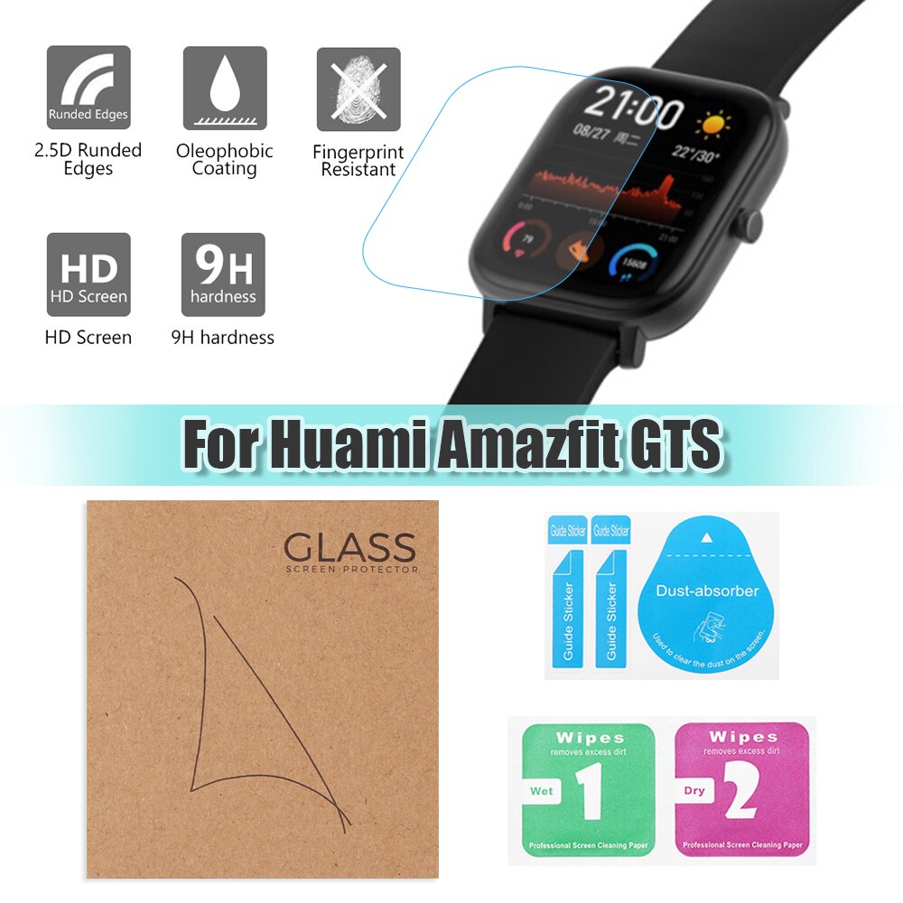 Protector de pantalla de cristal templado para reloj inteligente Huami Amazfit GTS, 1 unidad