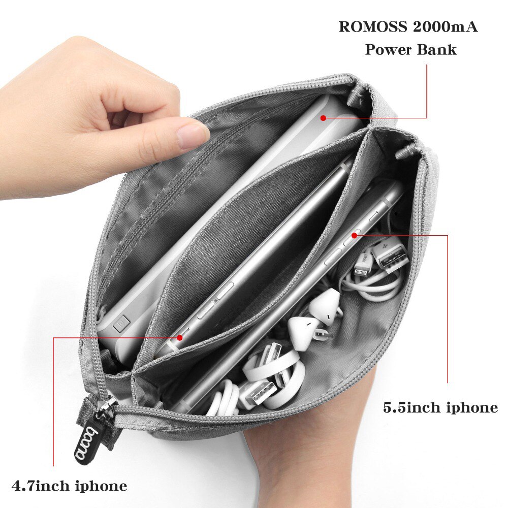 Doppio Strato di Accessori Elettronici Sacchetto di Immagazzinaggio Sacchetto Del Telefono mobile Del Sacchetto Del Cellulare Powerbank Portafoglio da Viaggio Portatile Caso