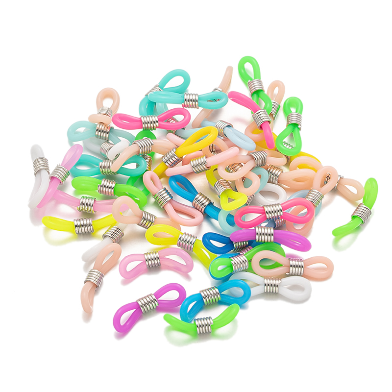 50Pcs Eyeglass Chain End Adjustable Spring Rubber End Connector for Eye Glasses Sunglasses Cord Holder Strap Loop Necklace Chain: Pink