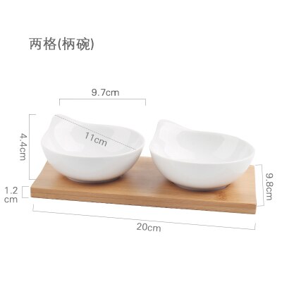 Keramik Snacks Platten mit Bambus Tablett Japan Stil Kreative Obst Platte Nachmittag Tee Tabletts Nachspeisen Platte Soße Gericht: B2