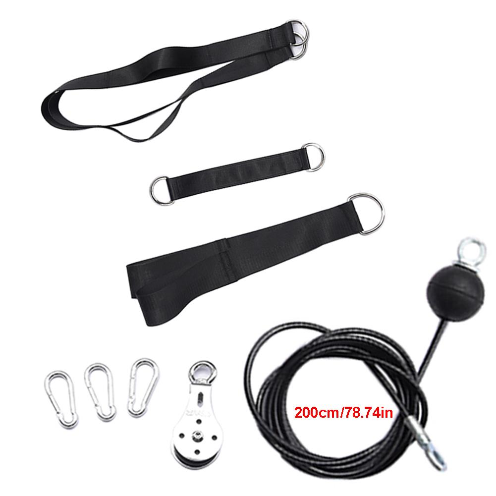 Pulley System Triceps Training Equipment Set Sturdy Multi-function Fitness Exerciser Workout Cable Machine Attachments for Gym: White