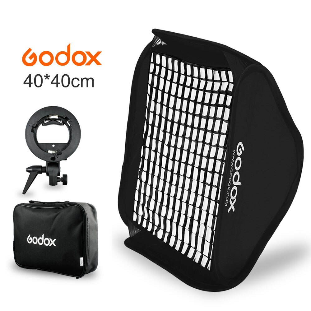 Godox 40x40 cm 15 "* 15" Flash Softbox Diffuser Kit + Honingraat + S- type Bracket Bowens Houder voor Speedlite Flash Light