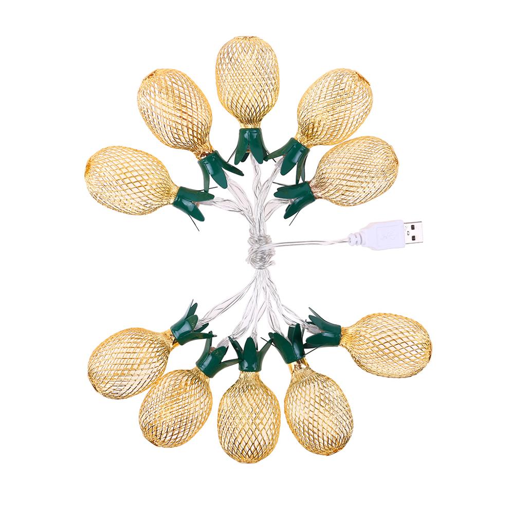 Retro Stijl Gouden Ananas String Lights 10LED USB Powered Verlichting voor Slaapkamer Bruiloft Verjaardag Party Decor: Default Title