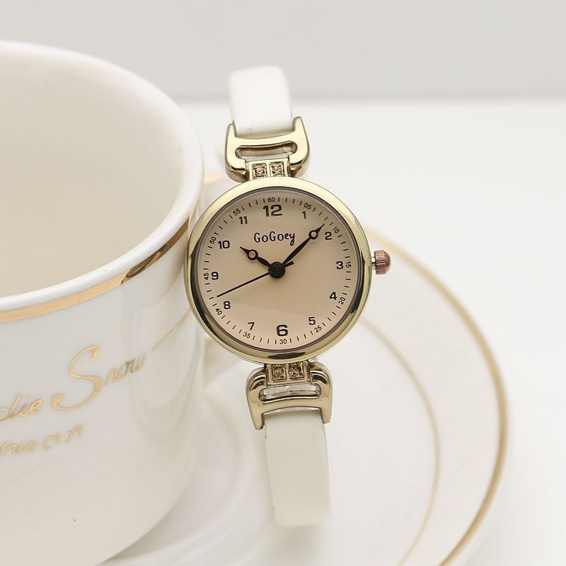 Dameshorloge met dunne riem, digitaal horloge met kleine wijzerplaat: WHITE