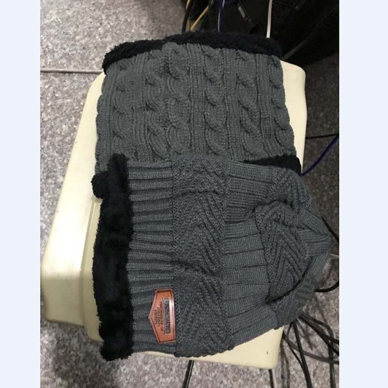 Gorro de Camping para hombre y mujer, gorro de esquí de vellón de lana cálido holgado + pañuelo para el cuello 2 uds, accesorios de invierno: Gris