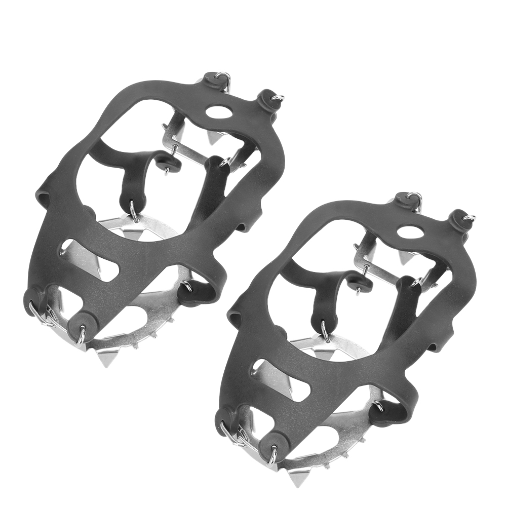 Leats à glace coordonnants pour bottes et chaussures, 18 pointes en acier inoxydable, poignées de traction pour la neige, la randonnée, la pêche sur glace, l'alpinisme: WHITE