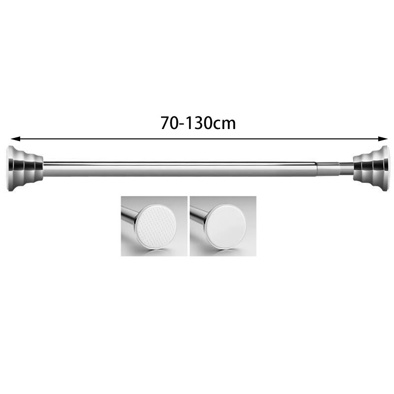 Clothes rail Punch Free Telescopic Rod Bathroom Shower Curtain Rod Drying Rack Up and Down Brace Wardrobe 70-130cm