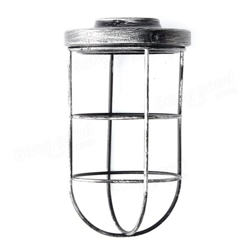 Bulb Cage Guard Iron Vintage Ceiling Shade For Home Light Fitting Cafe Lamp Decoration Lampshade Protect Cafe Home: 6Silvery Grey