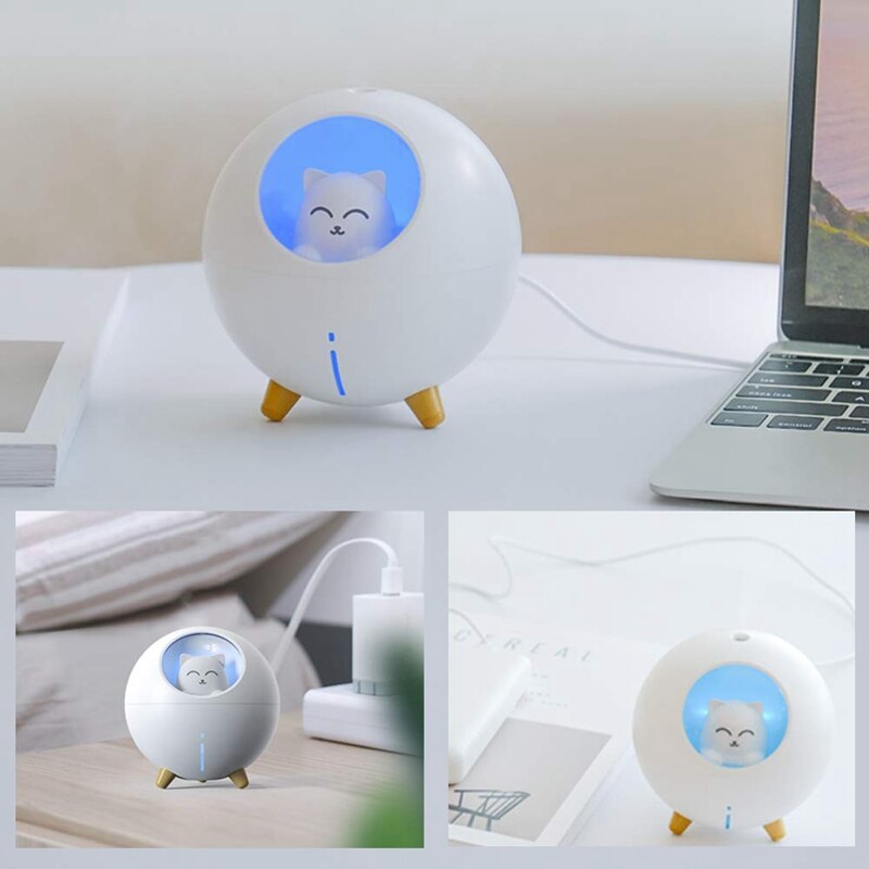 Cute Humidifier, with Night Light,Can Be Used to Decorate the Room or As Kids ,USB Portable Small Humidifier