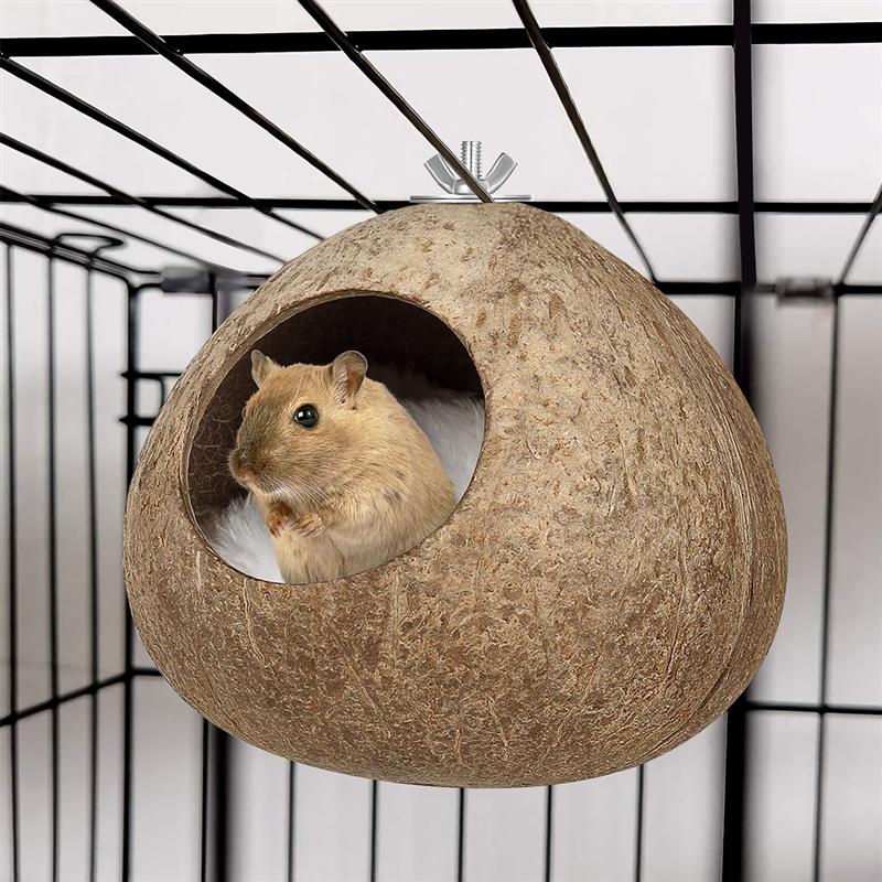 Coconut Shell Pet Bird Nest Hamster Squirrel Breeding Nest Crafts Delicate Bird House Pendant for Yard Garden