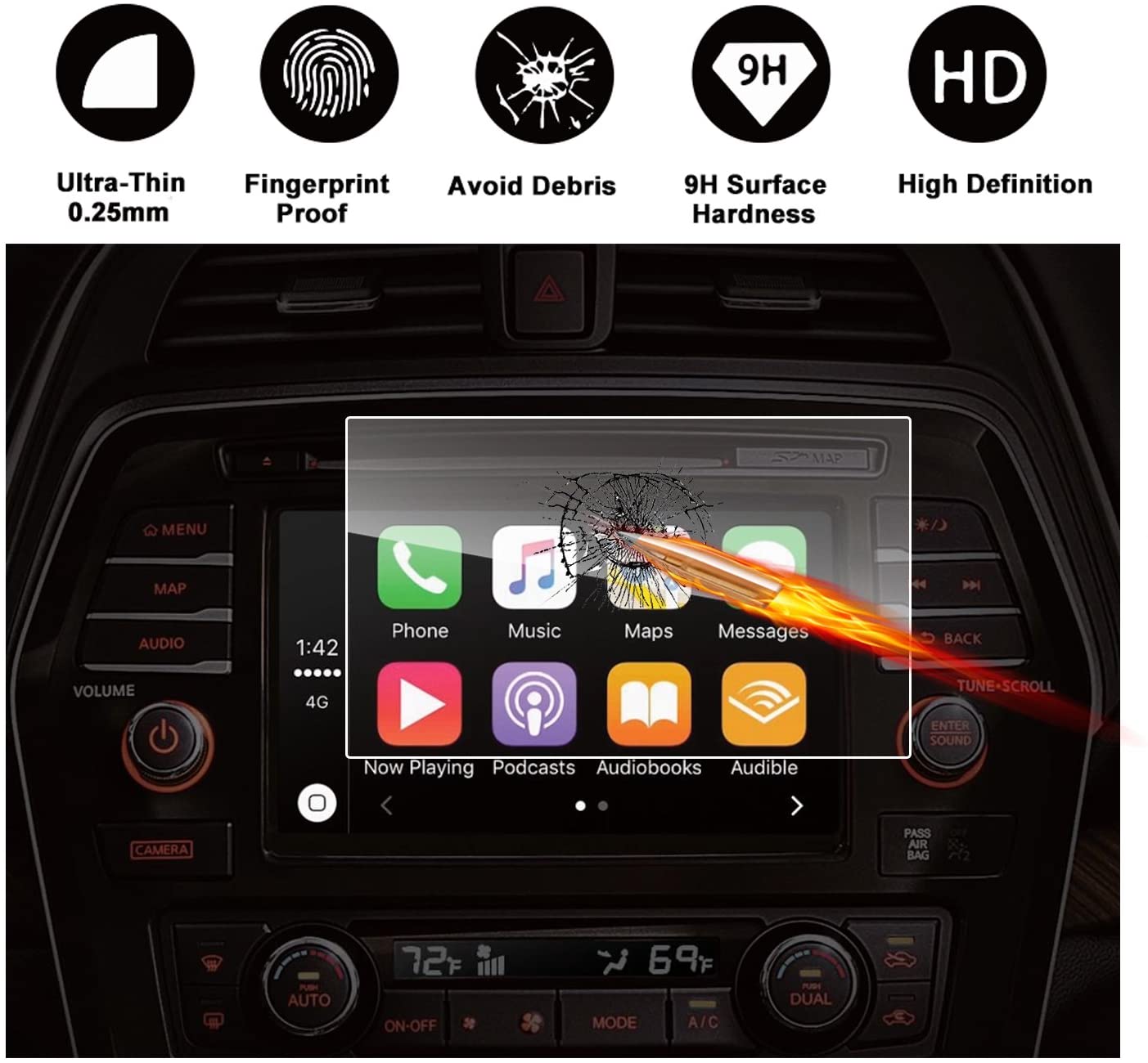Voor Nissan Maxima 8-Inch Touch Screen Auto Display Navigatie Screen Protector, ruiya Hd Beschermende Film