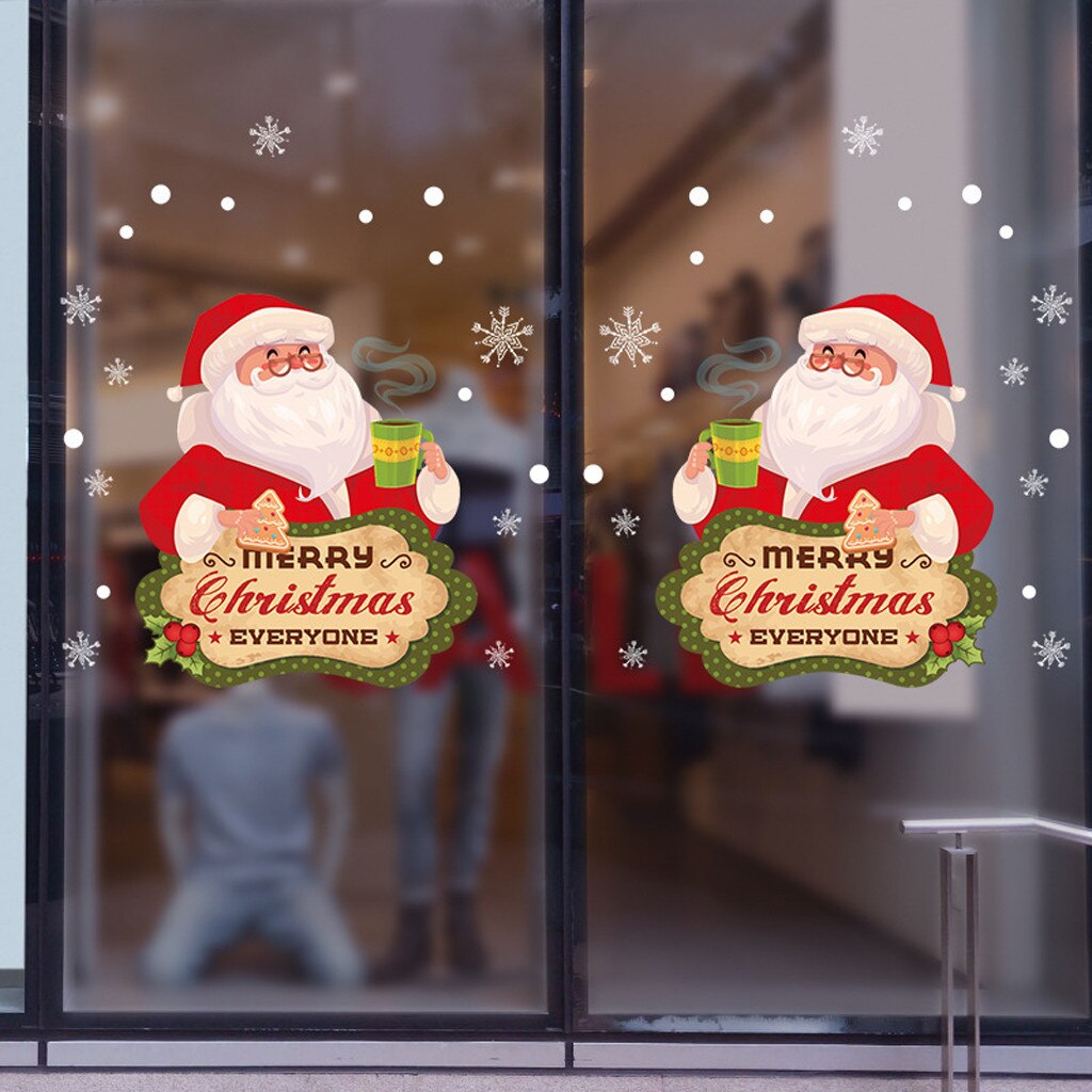 Diy Merry Christmas Wall Stickers Window Glass Festival Decals Santa Murals Year Christmas Decorations For Home Decor