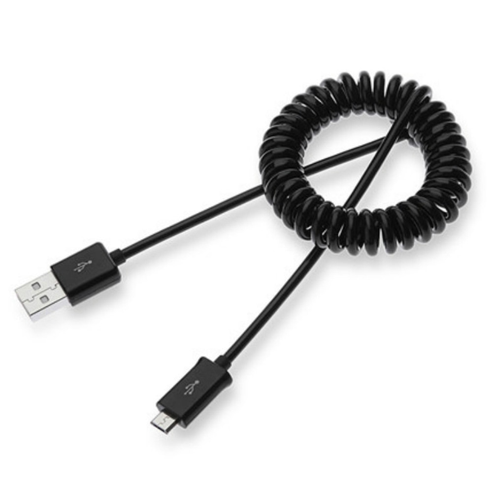 Universal USB 2.0 data charge cable wire cord Black/white ABS Spring expansion twist line for V8 device cell phones