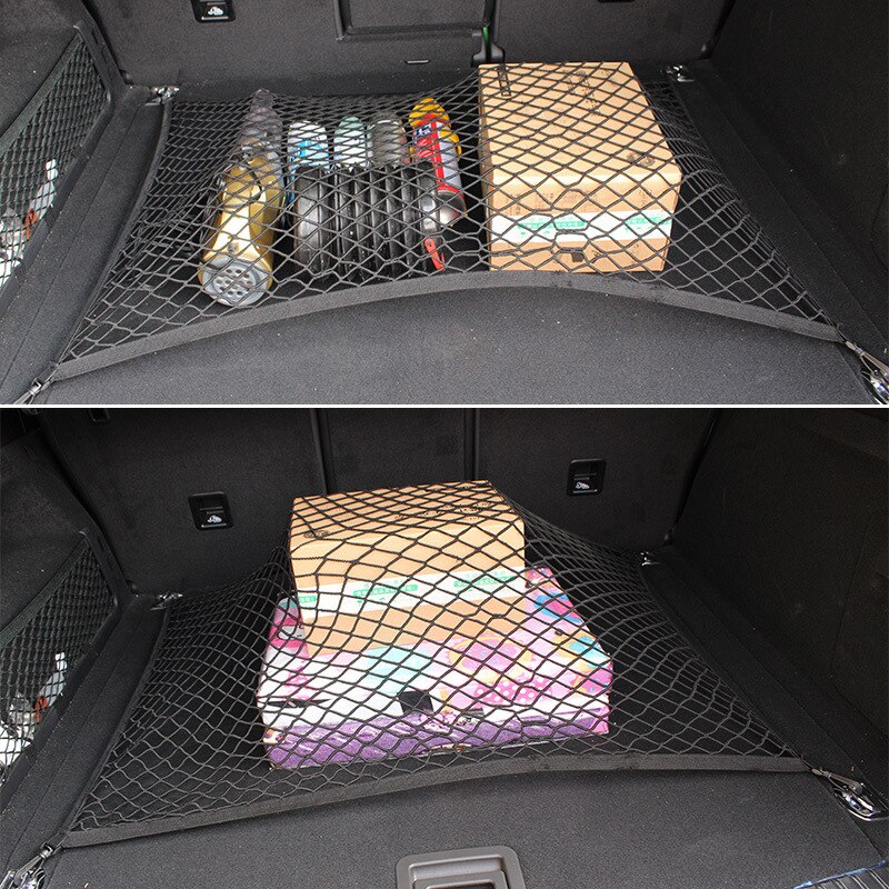 Universal bil bagagerum bagagerum opbevaring organisator nylon elastisk meshnet med 4 plast kroge bil tilbehør