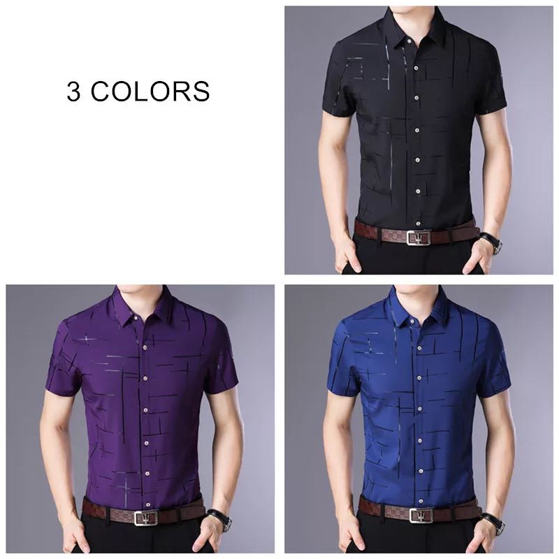 Short Sleeve Men Shirt,Summer Cool Shirt Men Clothing Business Casual Shirts
