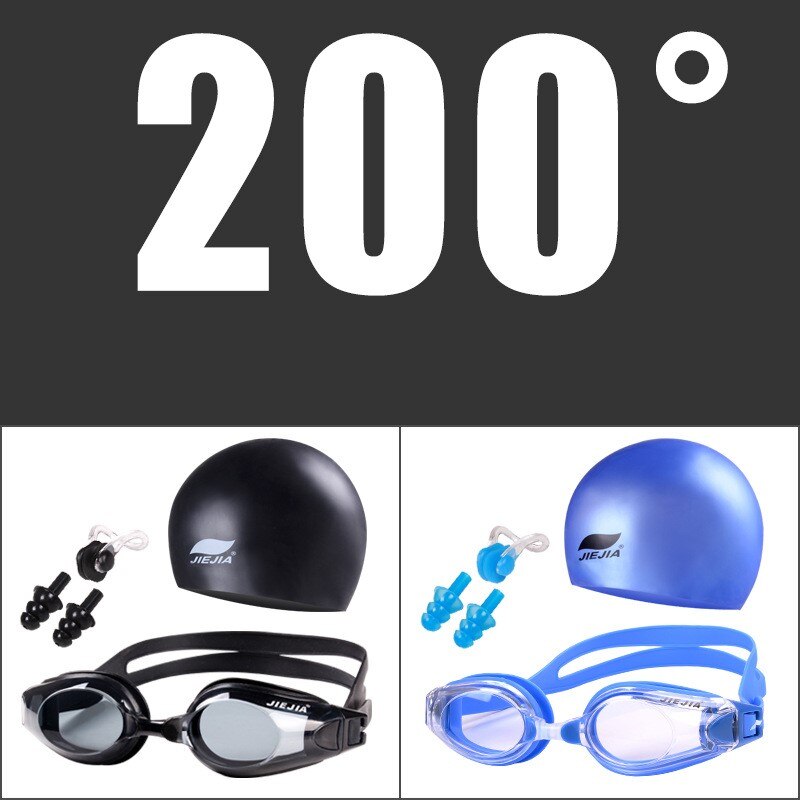 Waterproof and anti-fog swimming glasses, myopia goggles, uv goggles, adjustable silicone goggles, silicone swimmin: MYOPIA -200
