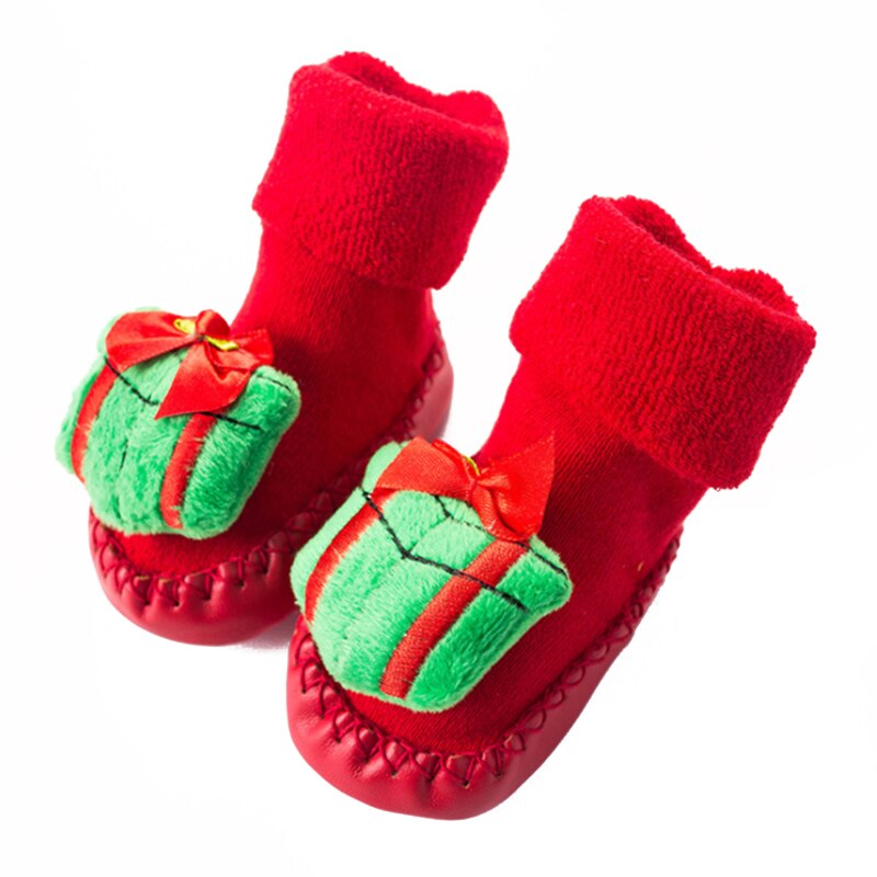Chaussettes de noël pour enfants, en coton épais imprimé, pour filles et garçons, pour -nés, vêtements courts