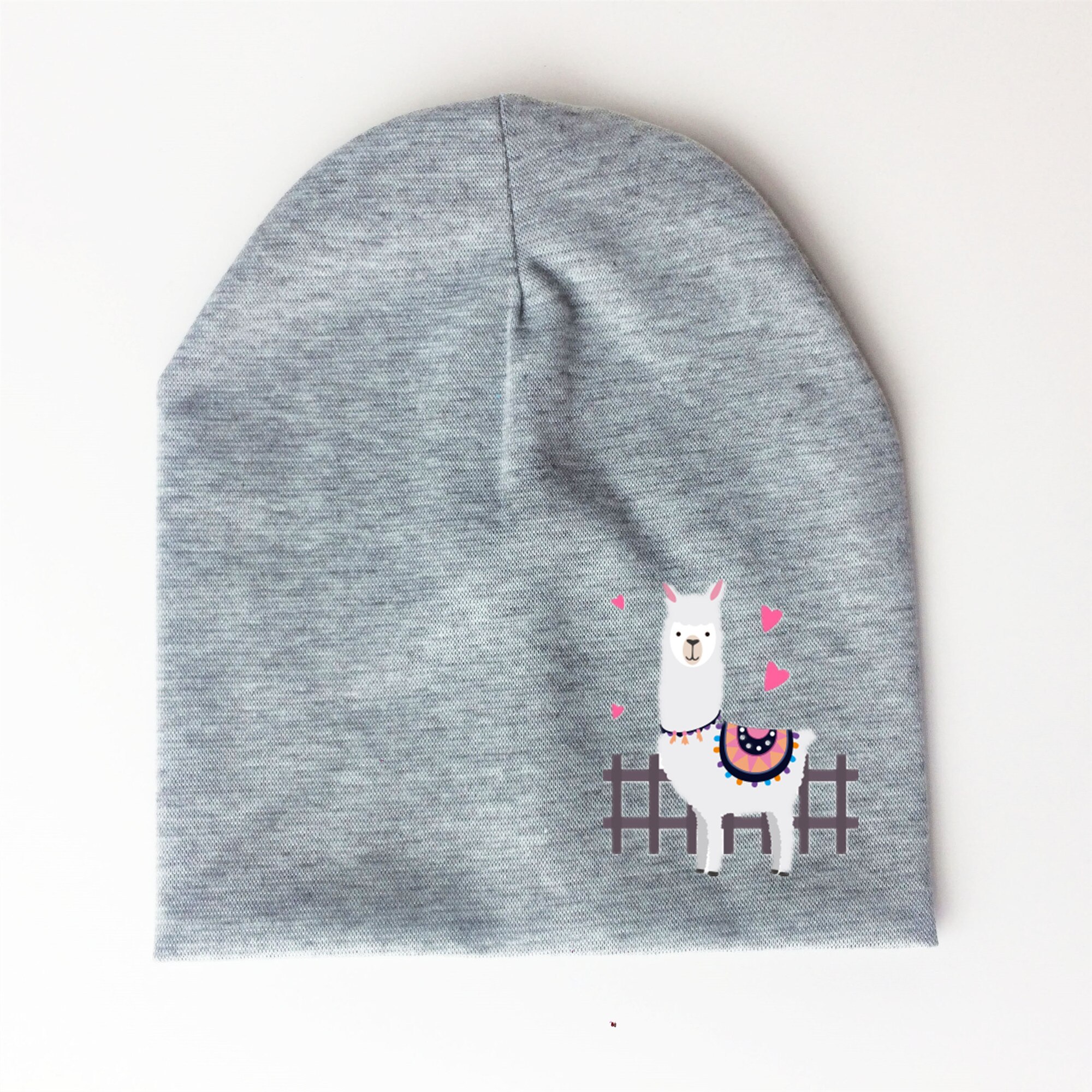 brand baby cap unicorn animal children&#39;s Autumn Baby girl Hat Boy Cap Kids cotton Beanie bonnet Children for boy toddler hat: Light Gray