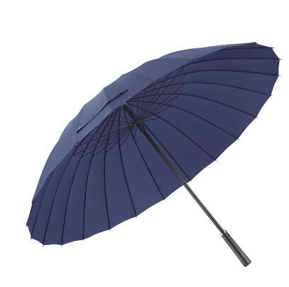 Høj 24 ben paraply mand kvinder læder håndtag langhåndteret manuelt vindtæt regn paraply: Violet