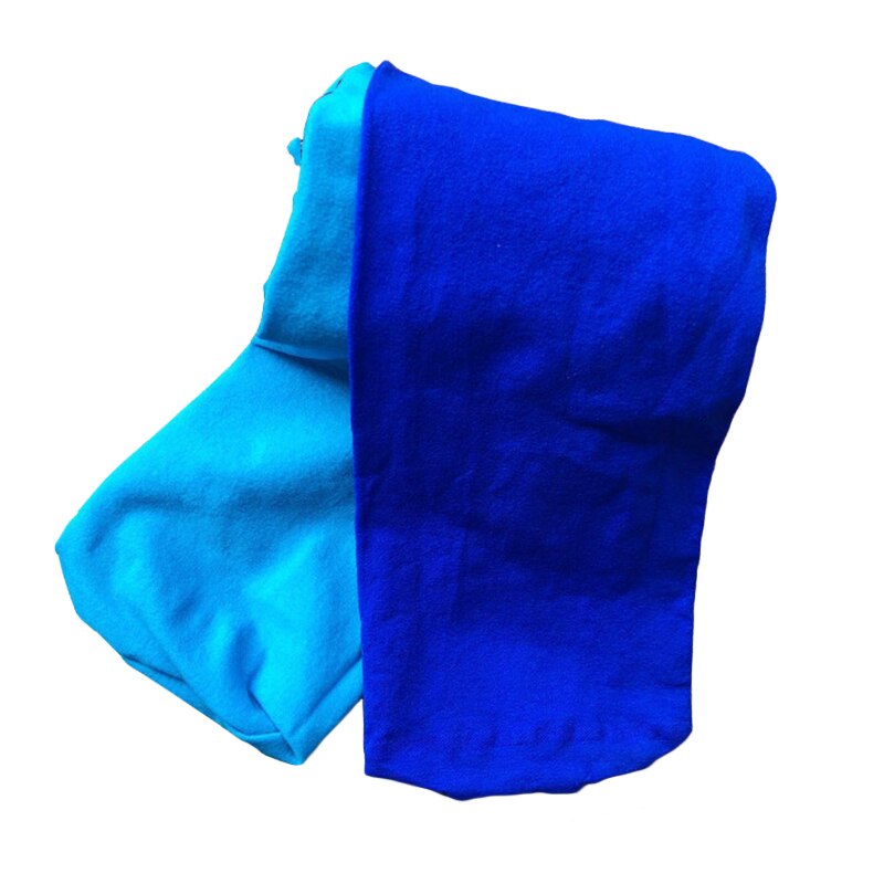 printemps et automne fille couleur bébé velours Ballet collants enfants deux couleurs couture Leggings AB chaussettes enfants danse collants: Turquoise-Royal blue