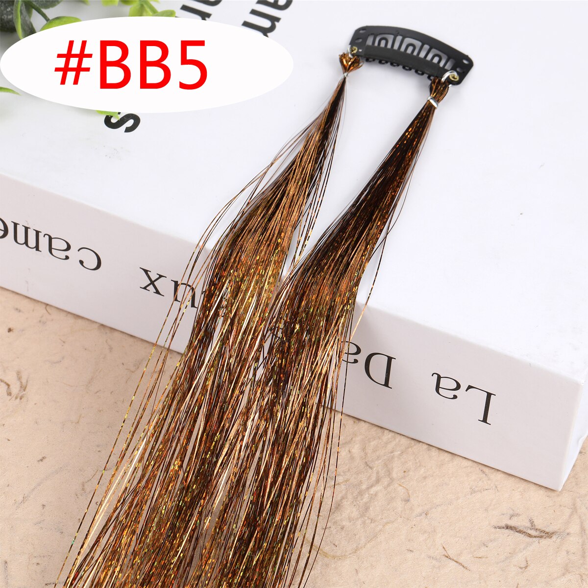 20 Colors Long Straight Hair Tinsel Bright Hair Extention Glitter Clip Hairpiece Sparkling Shiny Clip In Hair Tinsel Tools: 1pc colorBB5