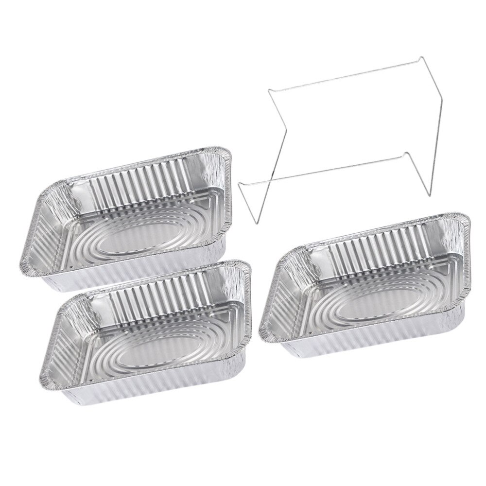 4pcs Disposable BBQ Drip Pan Aluminum Foil Tin Barbecue Pan Food Container Liner Trays Takeaway Packing Box with Cover(3500ml 3p