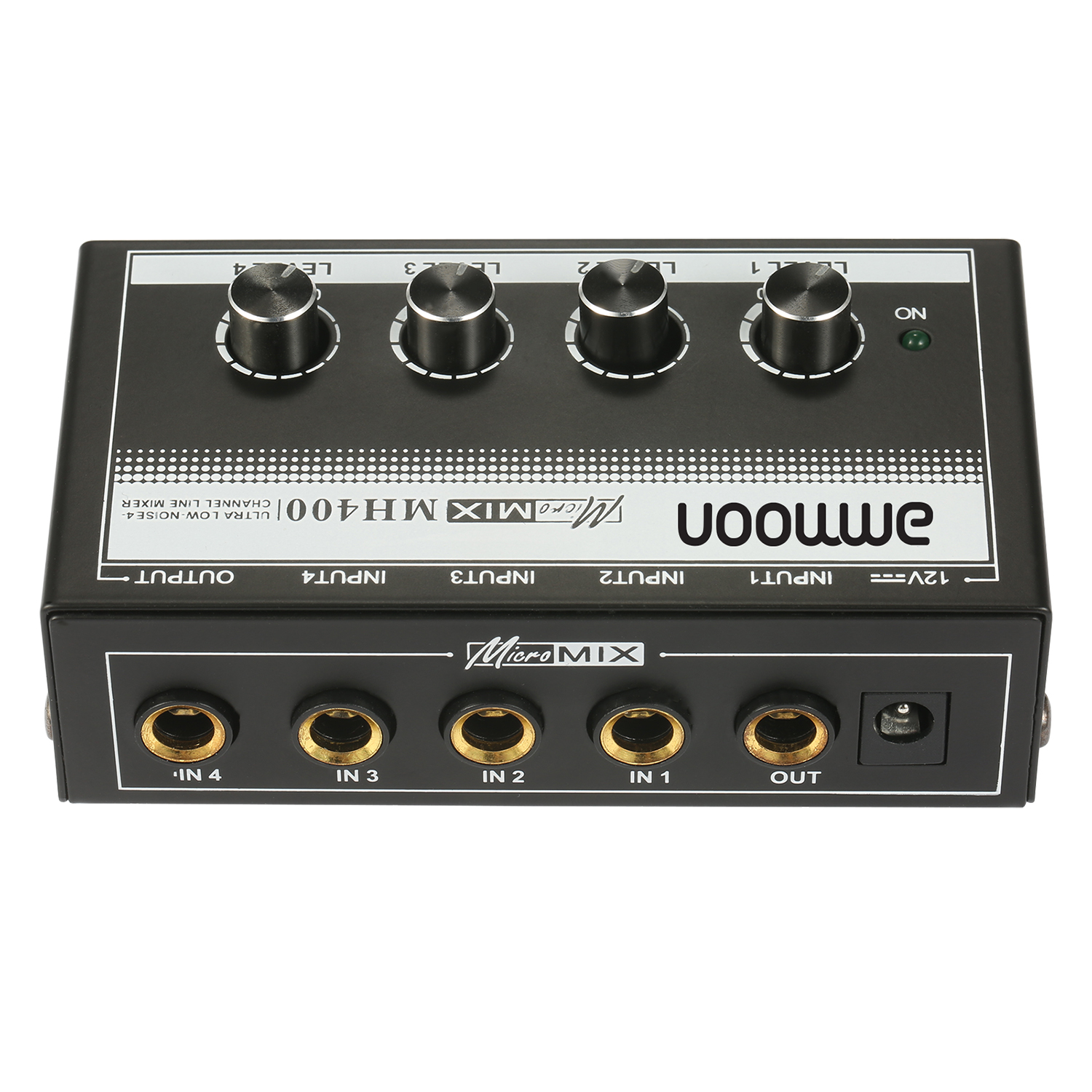 ammoon MH400 Ultra Low-Noise 4-Channel Line Mixer Mini Audio Mixer with 1/4-inch TS Inputs &amp; Output Volume Control for Guitar