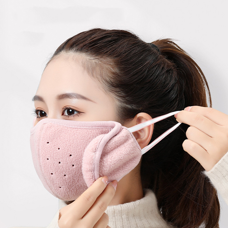 Vinter varm mask öronkåpor unisex andningsbara hål ansiktsskydd halsvärmare utomhus vindtät skidåkning cykling termisk mask öronvärmare