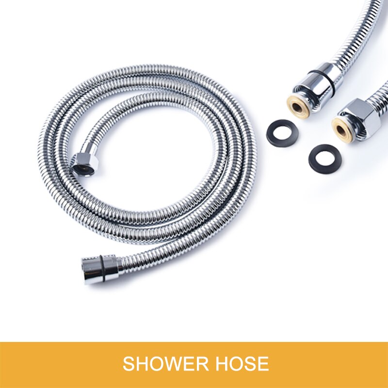 Square Solid Brass Hand Held Shower Head With Wall Connector and Hose Set Bathroom Concealed Valve Chrome Plating Shower Faucet: Shower Hose only