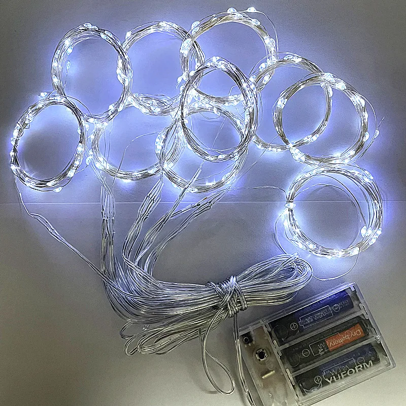 Christmas Lights Curtains for Windows Led Fairy Year Lighting Room String Battery Powered Garland Waterfalls Decorations