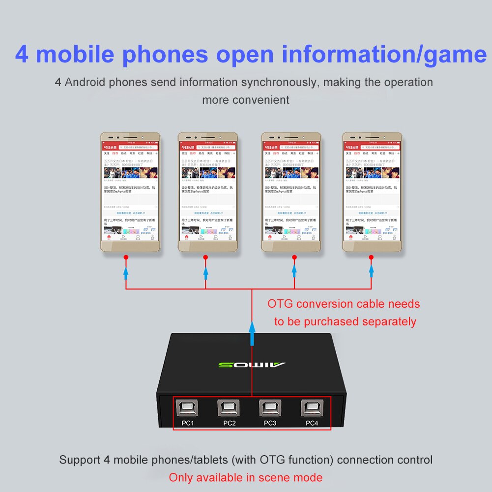 Maus Synchroniser Controller mit one-taste vier-port USB Tastatur KVM Switch Splitter Computer Synchronizer USB Synchronizer