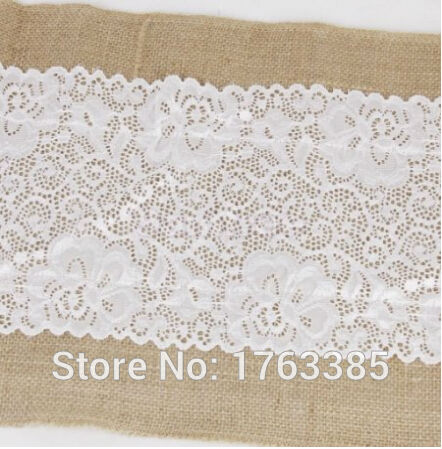 Camino de mesa de arpillera de yute de 12 '' y x70 '' con centro de encaje floral, mantel rústico para decoración de mesa de boda, recuerdos para el hogar