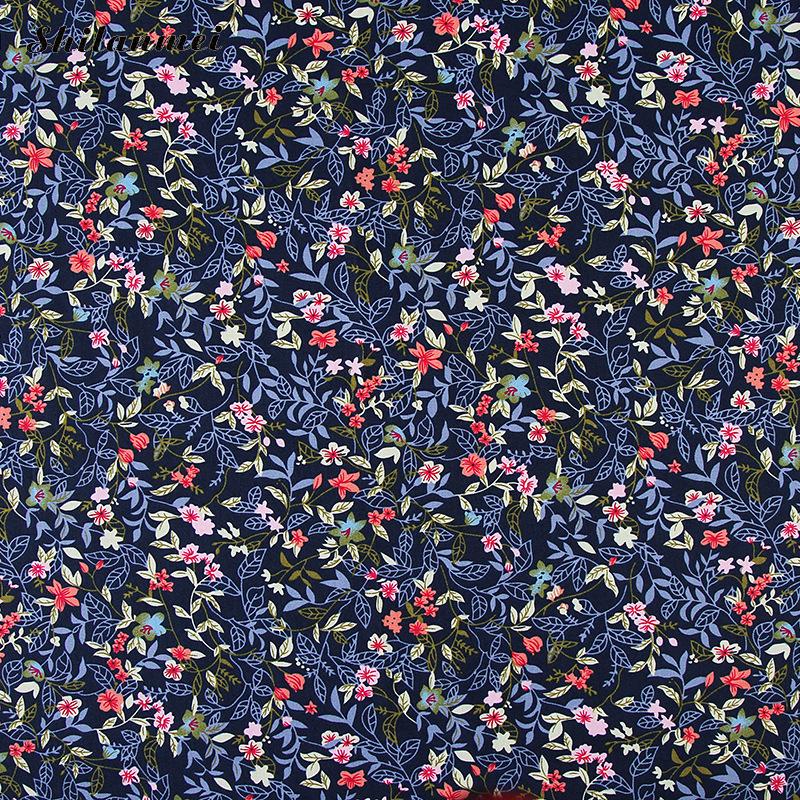 1.45m * 2m tecido de algodão impresso tecido floral fina densidade pacote quadrado costura fiapos diy padrão de flor artcraft tecido de algodão: navy blue