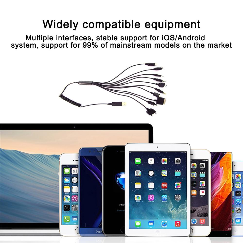 10-in-1 Usb 2.0 charging Cable Multiple Equipment Universal Retractable Portable Usb Charging Cable