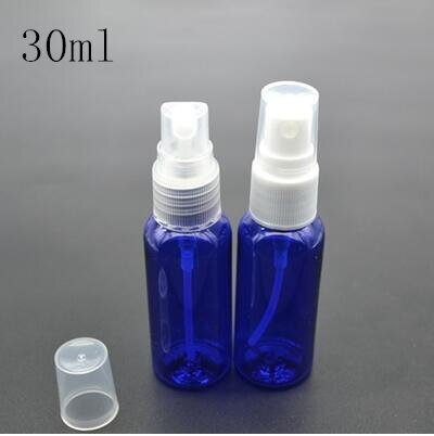 50 stuks 20ml 30ml 50ml 100ml blauwe plastic spray per parfumflesjes parfum toner lege verpakking lucifugaalflesjes: 30ml