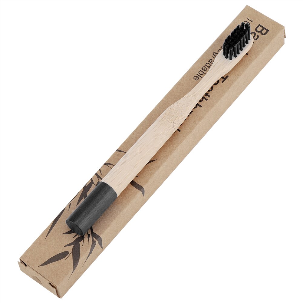 Crianças escova de dentes de bambu 1 pc crianças macio cabelo de madeira escova de dentes natural bambu lidar com cuidado oral eco amigável escova de dentes: Black