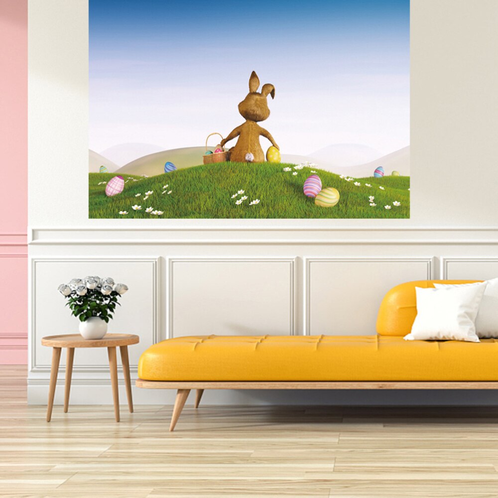 1Pc Cartoon Bunny Photo Background Easter Eggs Wall Backdrop for Photography