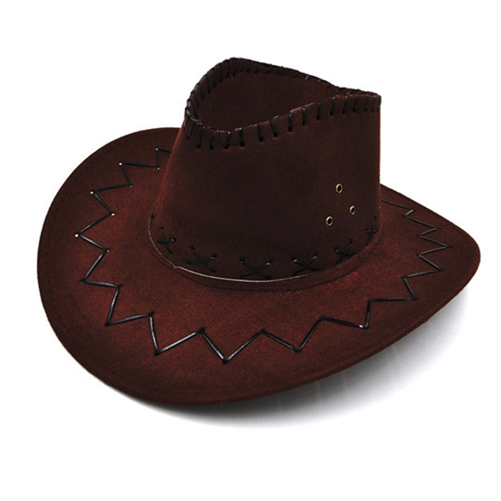 Western cowboy hatte unisex unisex børn drenge gilrs fest kostumer cowgirl cowboy hatte mænd kvinder retro hatte: Kaffe